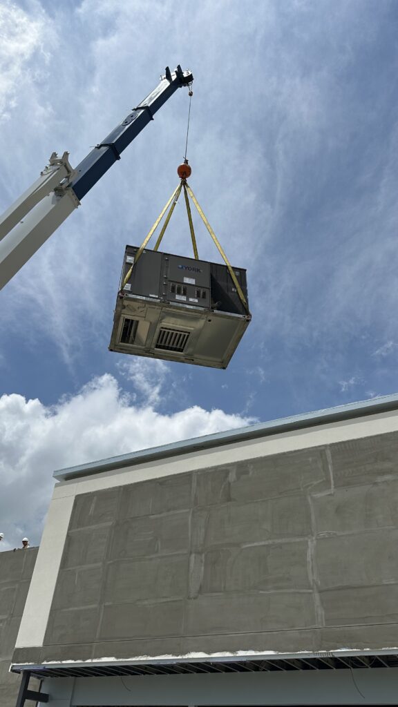 York Rooftop Unit Lifted by Crane